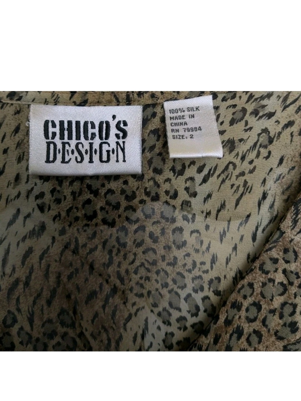 Chicos 2 Silk Animal Print Blouse Large Chicos Design Vintage - Picture 2 of 9